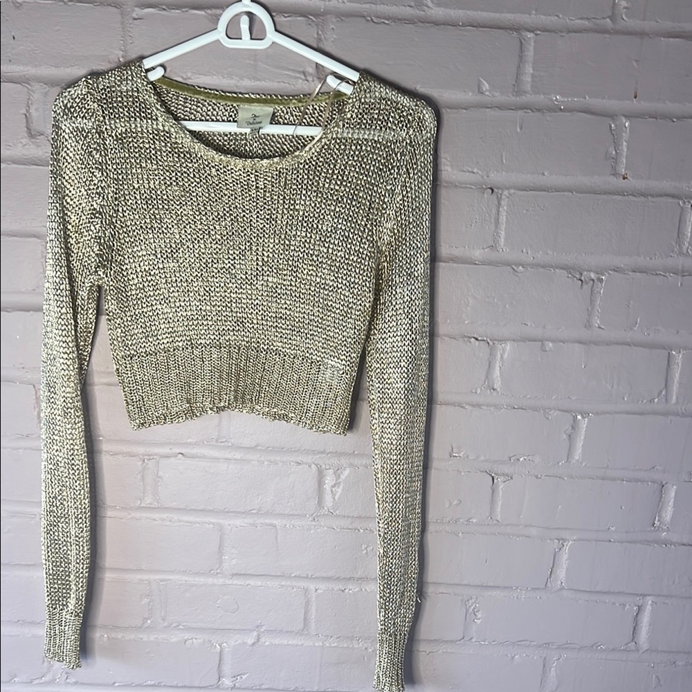 Metallic Knit Long Sleeve crop top
